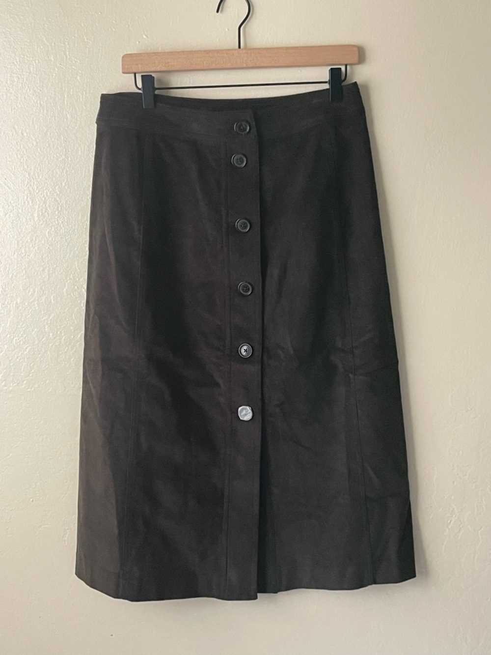Banana Republic dark brown corduroy button front midi shirt